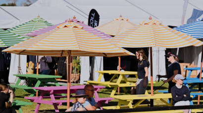 Coloured Market Umbrella hire Melbourne