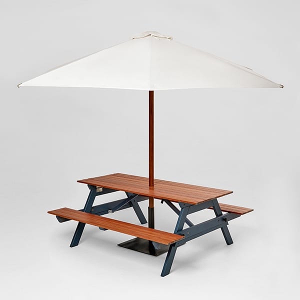 Picnic table and umbrella event furniture hire