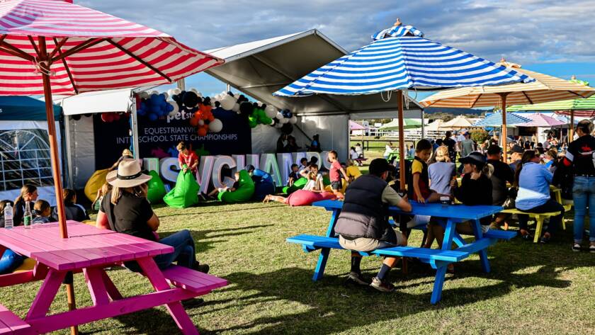 bright picnic table event hire